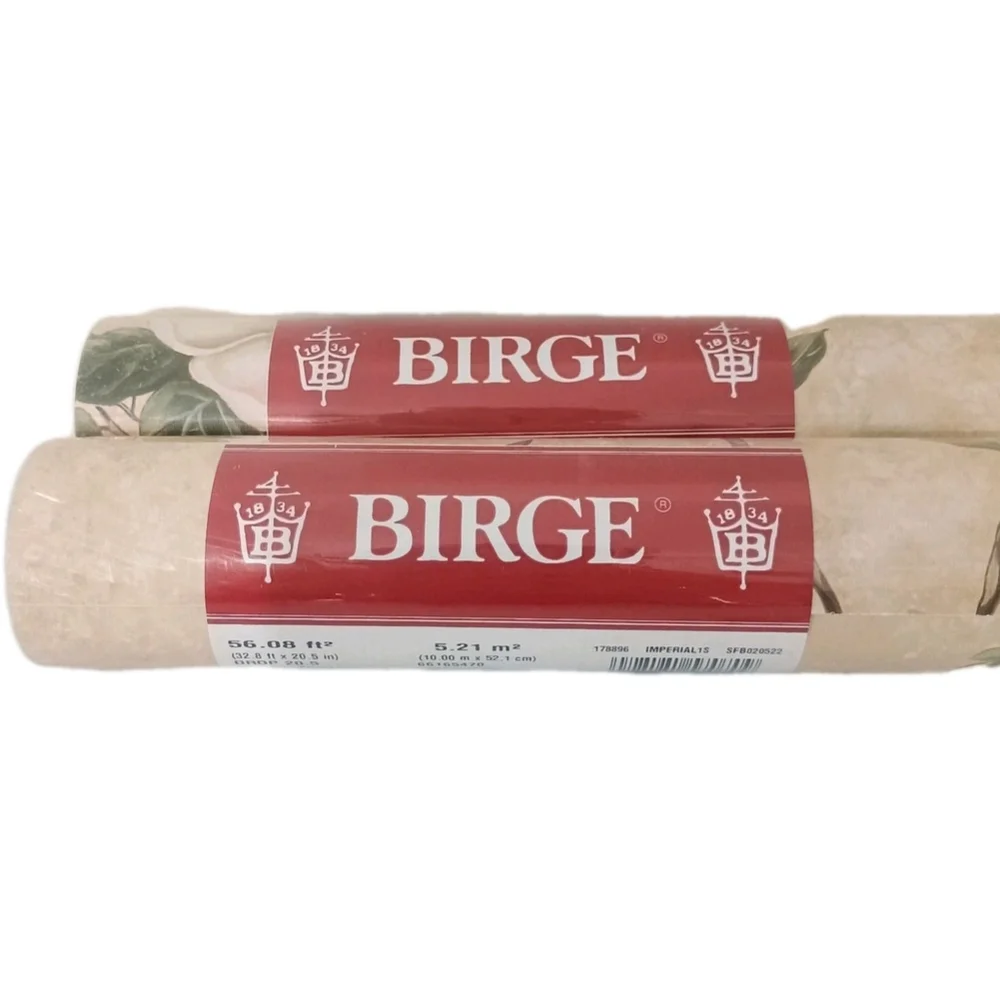 NOS 2 Rolls Birge Wallpaper Imperial 1S 56.08 Sq Ft Prepasted Floral